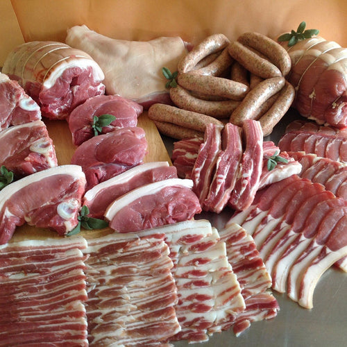 Photo showing the contents of a Half Pig Box